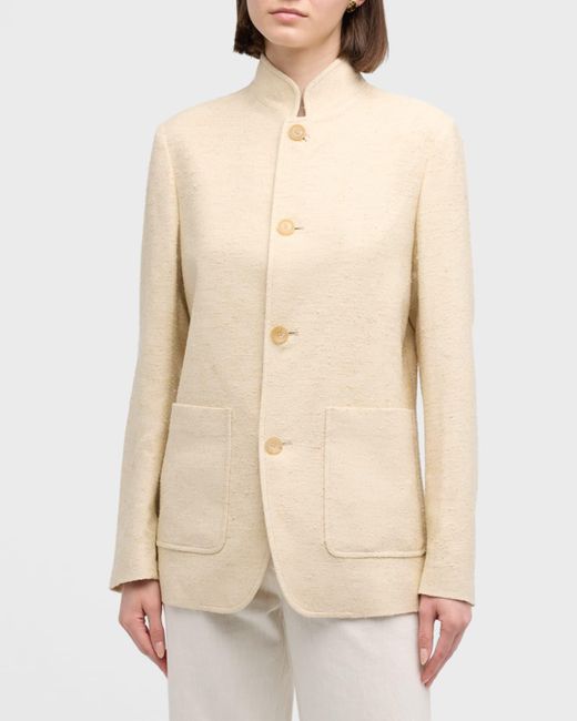 Loro Piana Natural Iconic Spagna Wool Silk Single-breasted Jacket