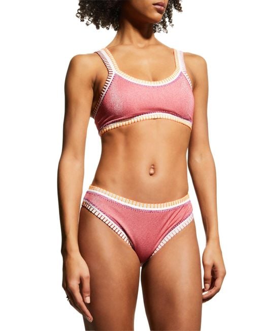 Platinum inspired by Solange Ferrarini Exposed-trim Sporty Bikini Top  (available In D Cup) in Red