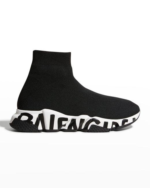 Balenciaga Speed Graffiti Sneakers in Black for Men | Lyst