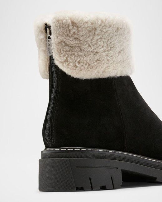 La Canadienne Black Dwayne Shearling-Lined Suede Booties