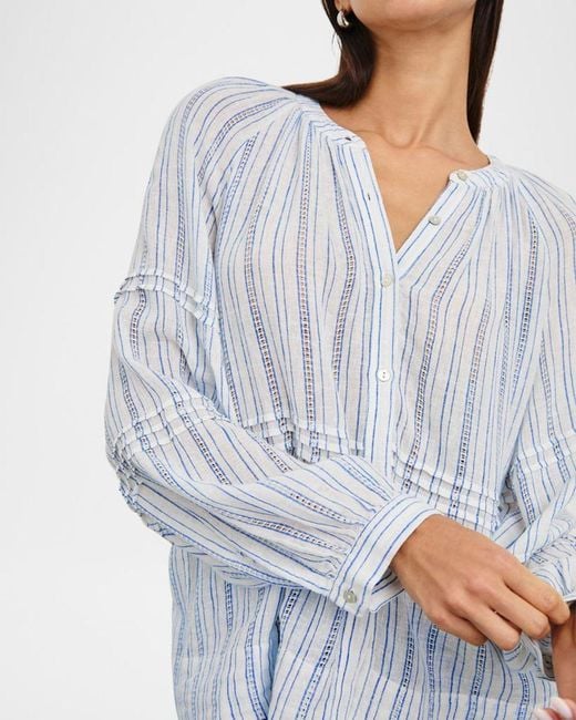 Rails White Frances Button-Front Linen Blouse