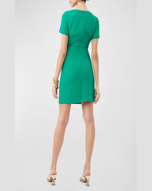 Trina Turk Green Pearl Square-Neck A-Line Mini Dress