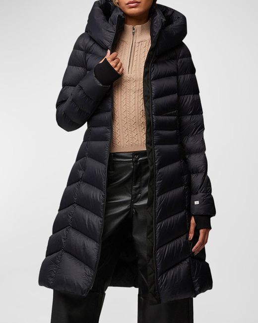 SOIA & KYO Lita Long Puffer Coat in Black | Lyst