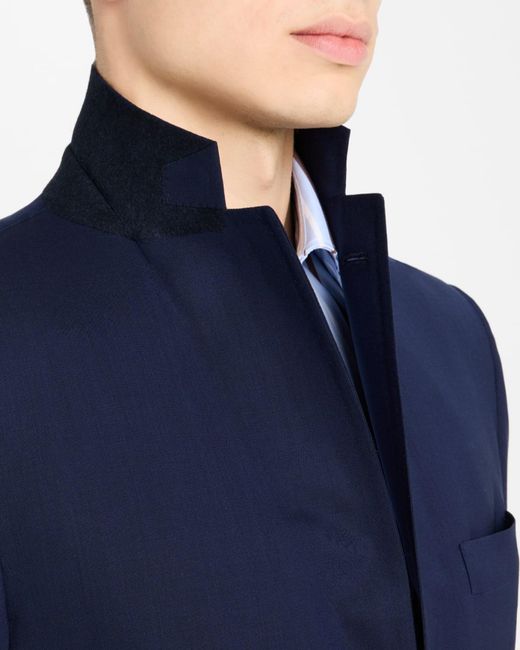 Kiton Blue Apos;S Solid Wool Blazer for men