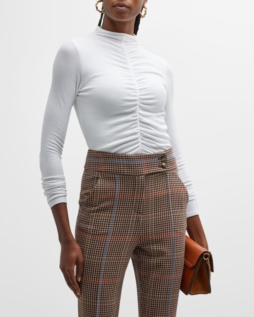 Veronica Beard Gray Theresa Knit Ruched Turtleneck