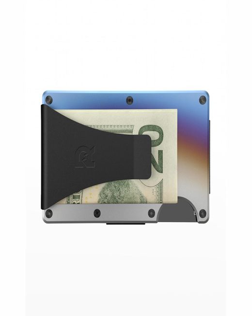 THE RIDGE Blue Rfid Money Clip Metal Wallet, Brown for men