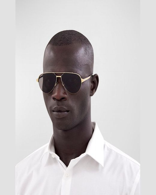 Cartier Multicolor Half-Rim Metal Aviator Sunglasses With Logo for men
