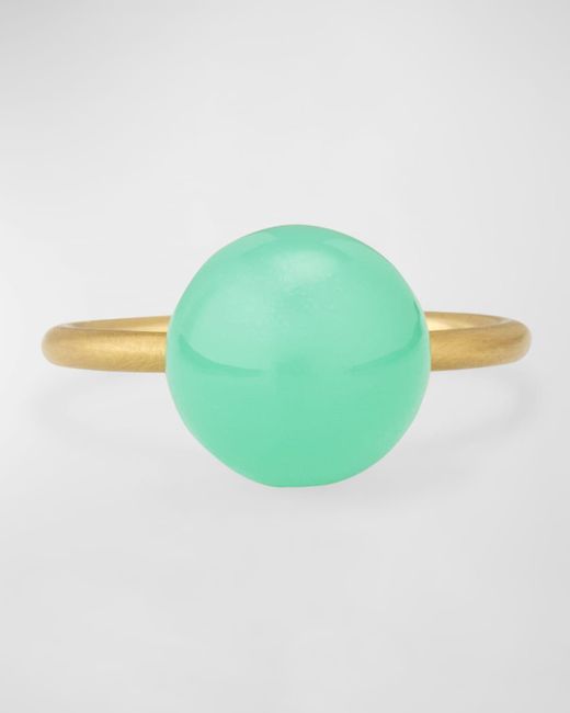 Irene Neuwirth Green Gumball 18k Yellow Gold Ring Set With 11mm Chrysoprase
