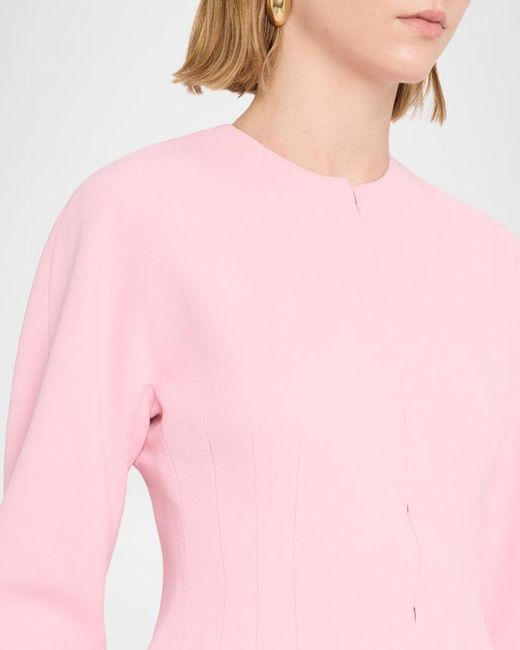 Alberta Ferretti Pink Collarless Peplum Jacket
