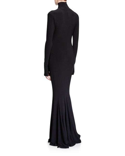 Norma Kamali Synthetic Long-sleeve Turtleneck Fishtail Gown in Black - Lyst