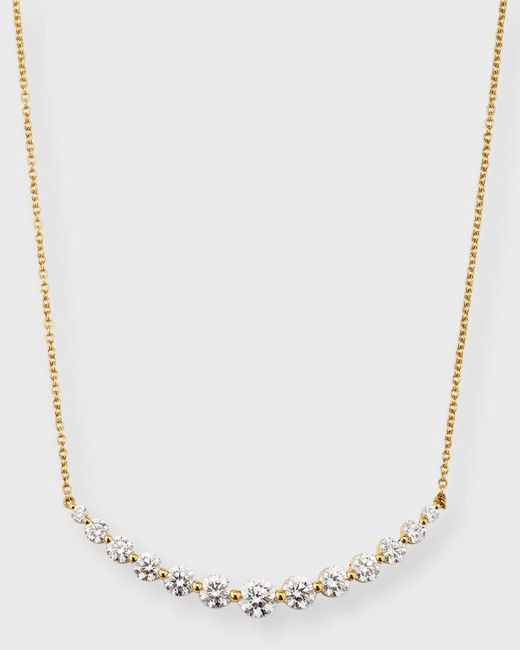 Memoire White 18k Yellow Gold Diamond Smile Necklace, 18"l