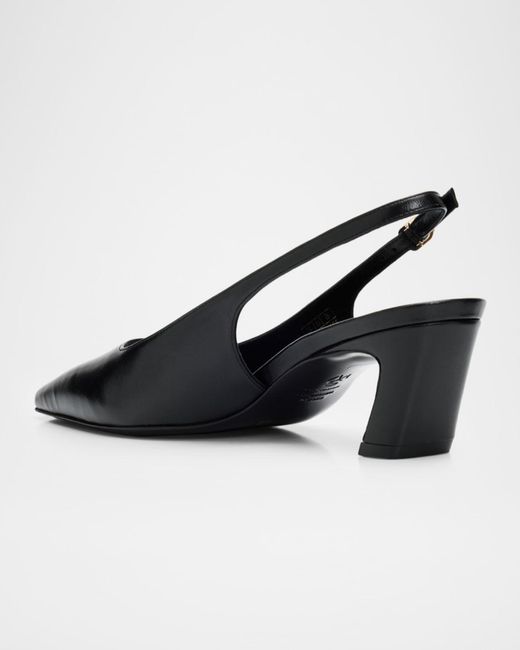 Stuart Weitzman Black 50Mm Stassi Leather Slingback Pumps