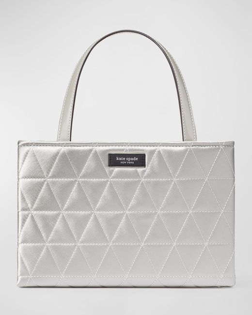 Kate Spade Gray Sam Icon Small Quilted Tote Bag