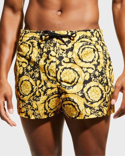 Versace Yellow Barocco Short Swim Trunks for men