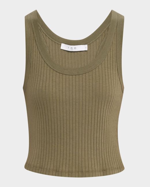 IRO Green Emma Ribbed Scoop-Neck Tank Top
