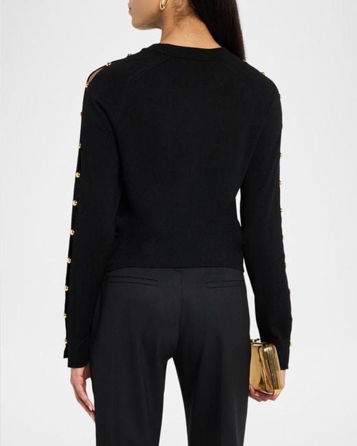 Jonathan Simkhai Black Declan Buttoned Merino Wool Sweater
