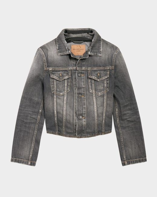 Balenciaga Gray Lace-Up Denim Jacket