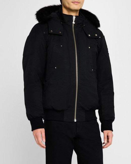 Moose Knuckles Black Apos;S Shearling Ballistic Bomber Jacket for men