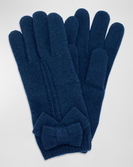 Portolano Blue Jersey Knit Bow Cashmere Gloves