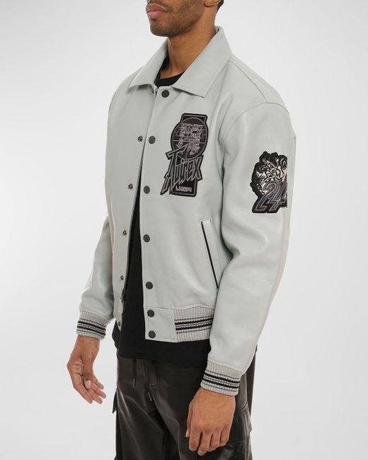Avirex Gray Limited Edition Twin Dragons Leather Jacket for men