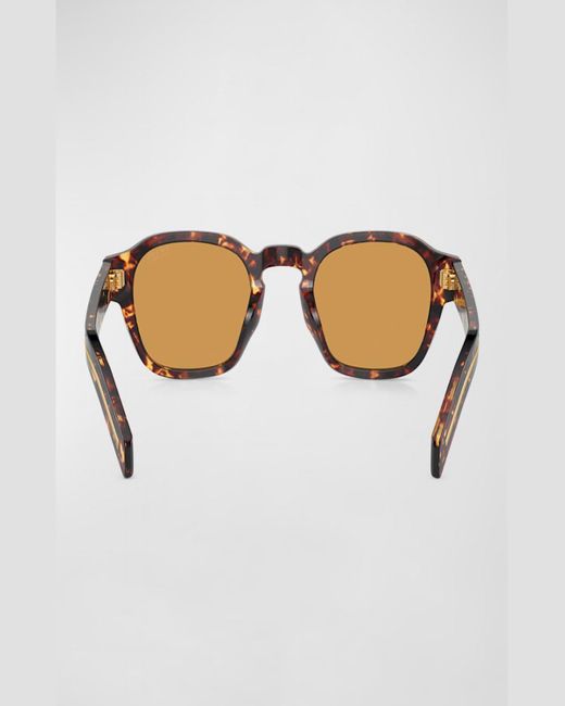 Prada Brown Polarized Acetate Square Sunglasses for men