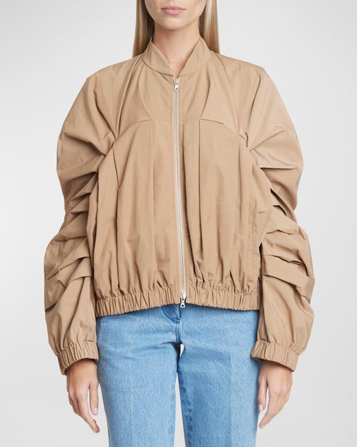 Dries Van Noten Blue Victoire Bomber Jacket With Pleated Sleeves