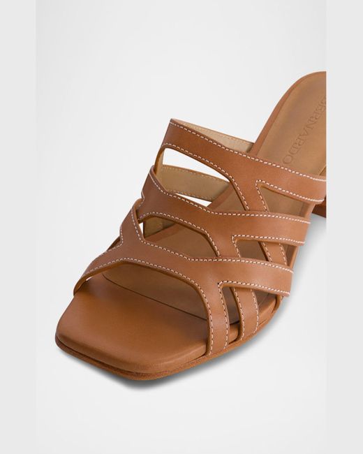 Bernardo Brown Jacin Caged Leather Slide Sandals