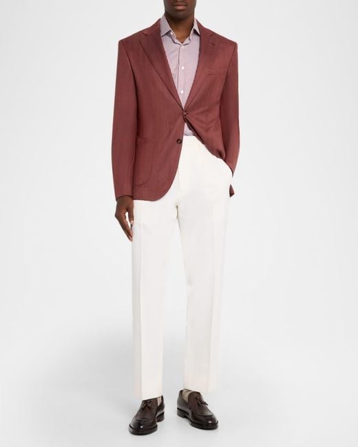 Brioni Red Apos;S Herringbone Single-Breasted Blazer for men