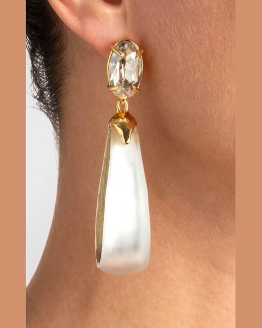 Alexis White Bonbon Crystal Lucite Teardrop Hoop Earrings