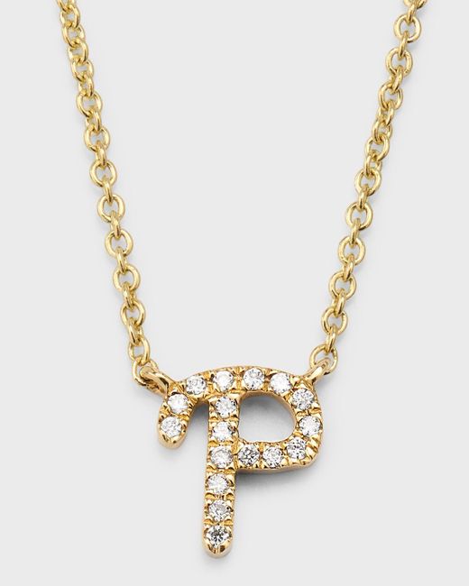 Sydney Evan Metallic 14K Diamond Pave Initial Necklace