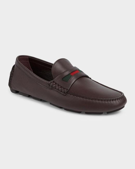 Gucci Brown Apos;S Leather Moc-Toe Drivers for men