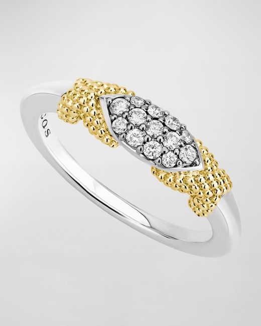 Lagos Metallic Caviar Lux Double-x Ring W/ Diamonds