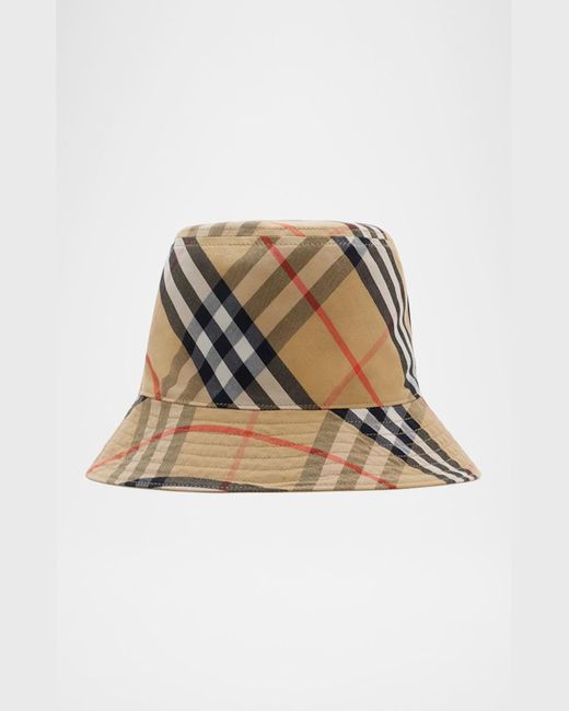 Burberry Black Reversible Ekd To Check Bucket Hat for men