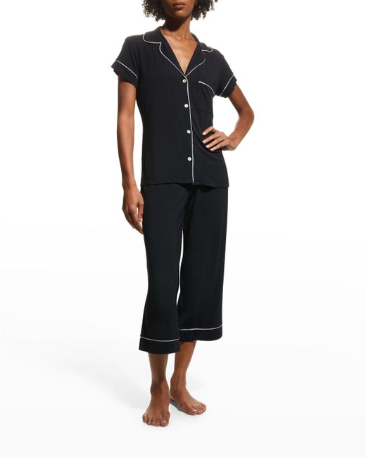 Eberjey Black Gisele Cropped Two-piece Jersey Pajama Set