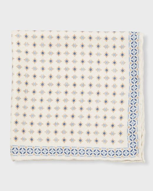 Brunello Cucinelli Natural Geometric-print Silk Pocket Square for men
