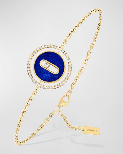 Messika Blue Lucky Move 18k Yellow Gold Lapis & Diamond Charm Bracelet