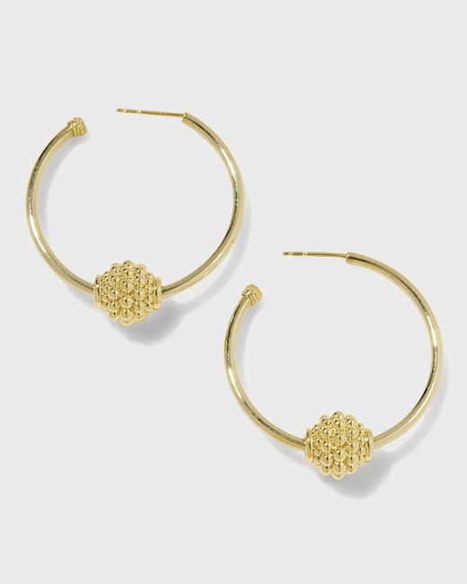 Lagos Metallic Caviar 18k Gold Hoop Earrings, 30mm