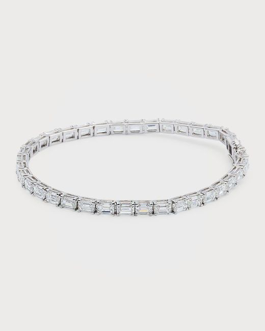 Neiman Marcus Multicolor 18k White Gold Emerald-cut Diamond Bracelet, 7"l