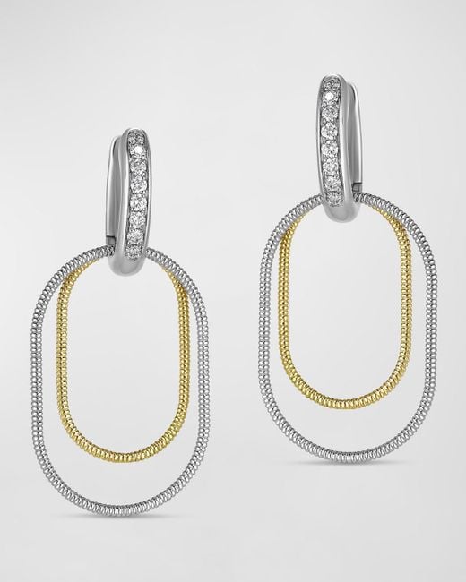 Miseno Metallic Sabbia D'oro 18k Yellow And White Gold Diamond Dangle Earrings
