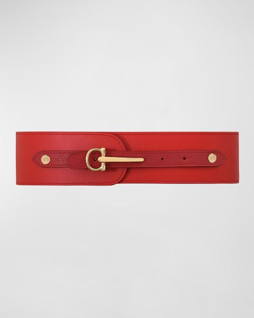 Vaincourt Paris Red La Gracieuse Wide Leather Belt