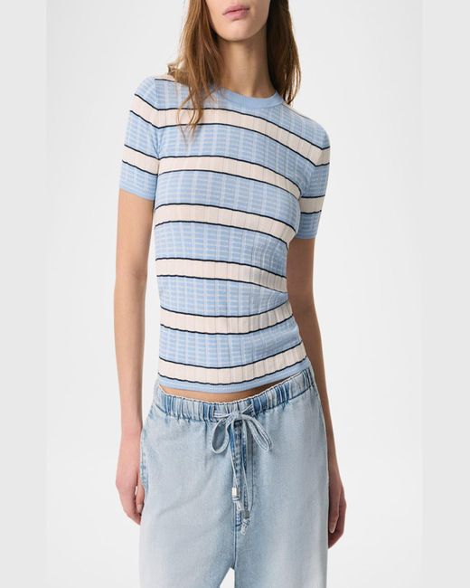 Rag & Bone Blue Eloise Stripe Short-Sleeve Tee