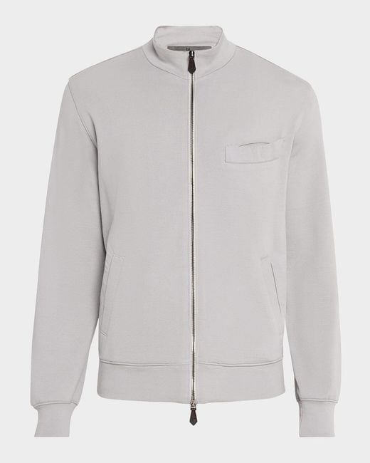 Isaia White Apos;S Full-Zip Knit Track Jacket for men