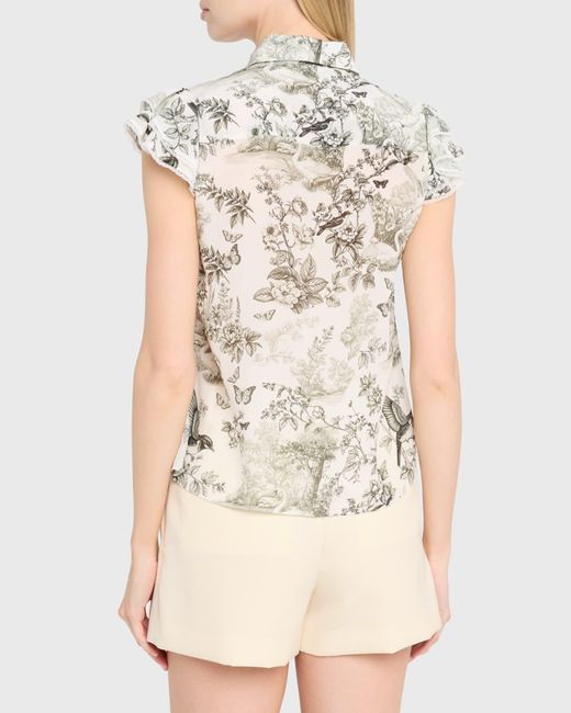 Alice + Olivia White Minda Ruffle Blouse