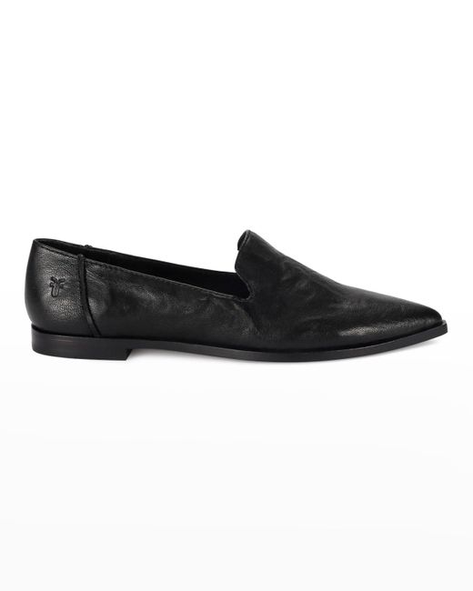 Frye Black Kenzie Leather Flat Loafers