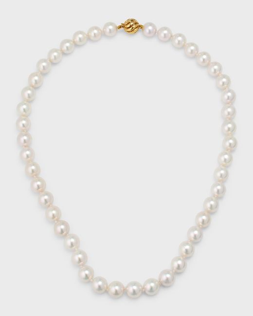 Belpearl White 18k Yellow Gold Akoya Cultured Pearl Necklace