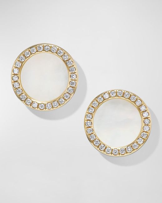 David Yurman Metallic Dy Elements Stud Earrings With Gemstone And Diamonds In 18k Gold, 11mm