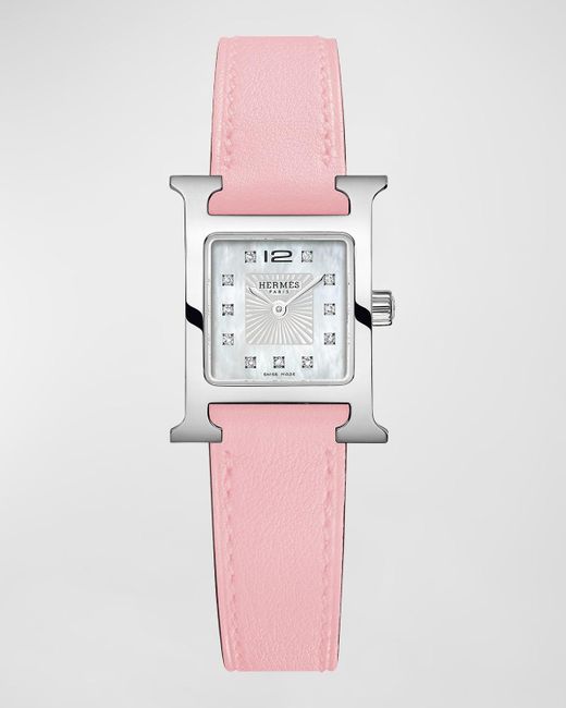 Hermès Pink Heure H Watch, Medium Model, 30mm