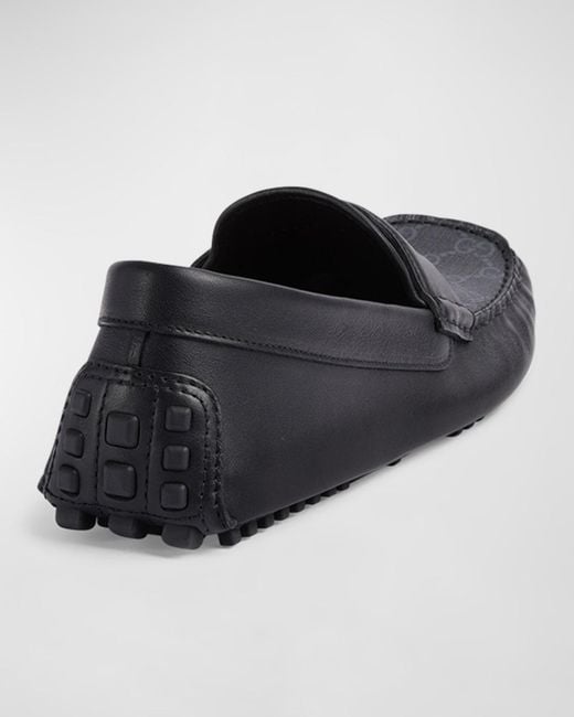 Gucci Black Ayrton Interlocking G Leather Drivers for men