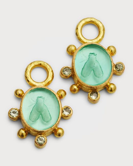 Elizabeth Locke White 19k Yellow Gold Earring Pendant With Venetian Glass And Peridot