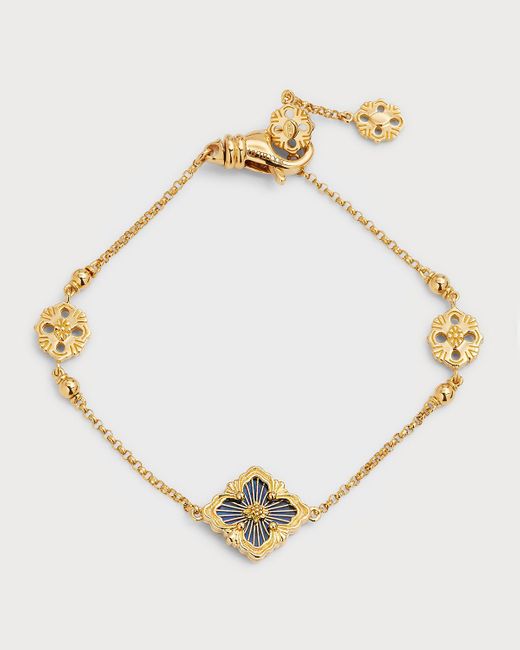 Buccellati Metallic Opera Tulle Flexible Bracelet In Blue And 18k Yellow Gold, Size 16